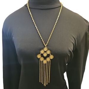 Vintage Gold Toned Art Deco tassel necklace nwot
